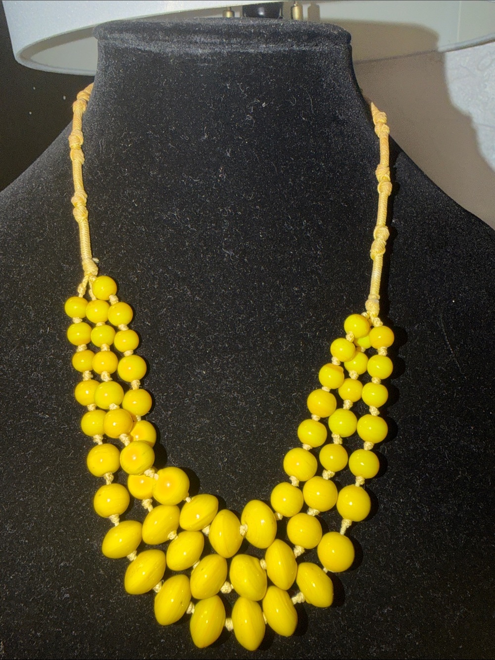 Vintage Yellow Multi-Strand Beaded Necklace